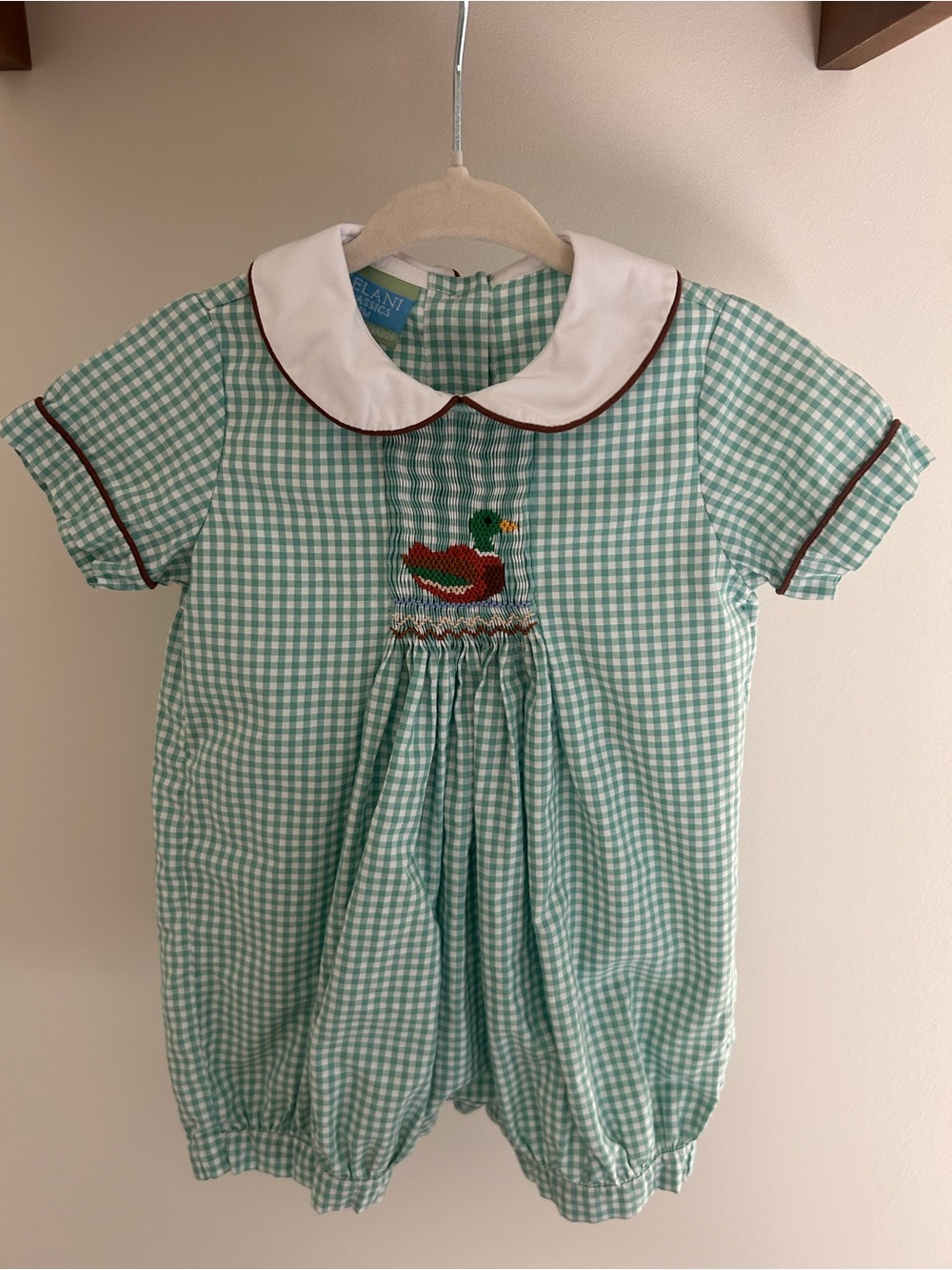 Green Mallard Gingham Romper